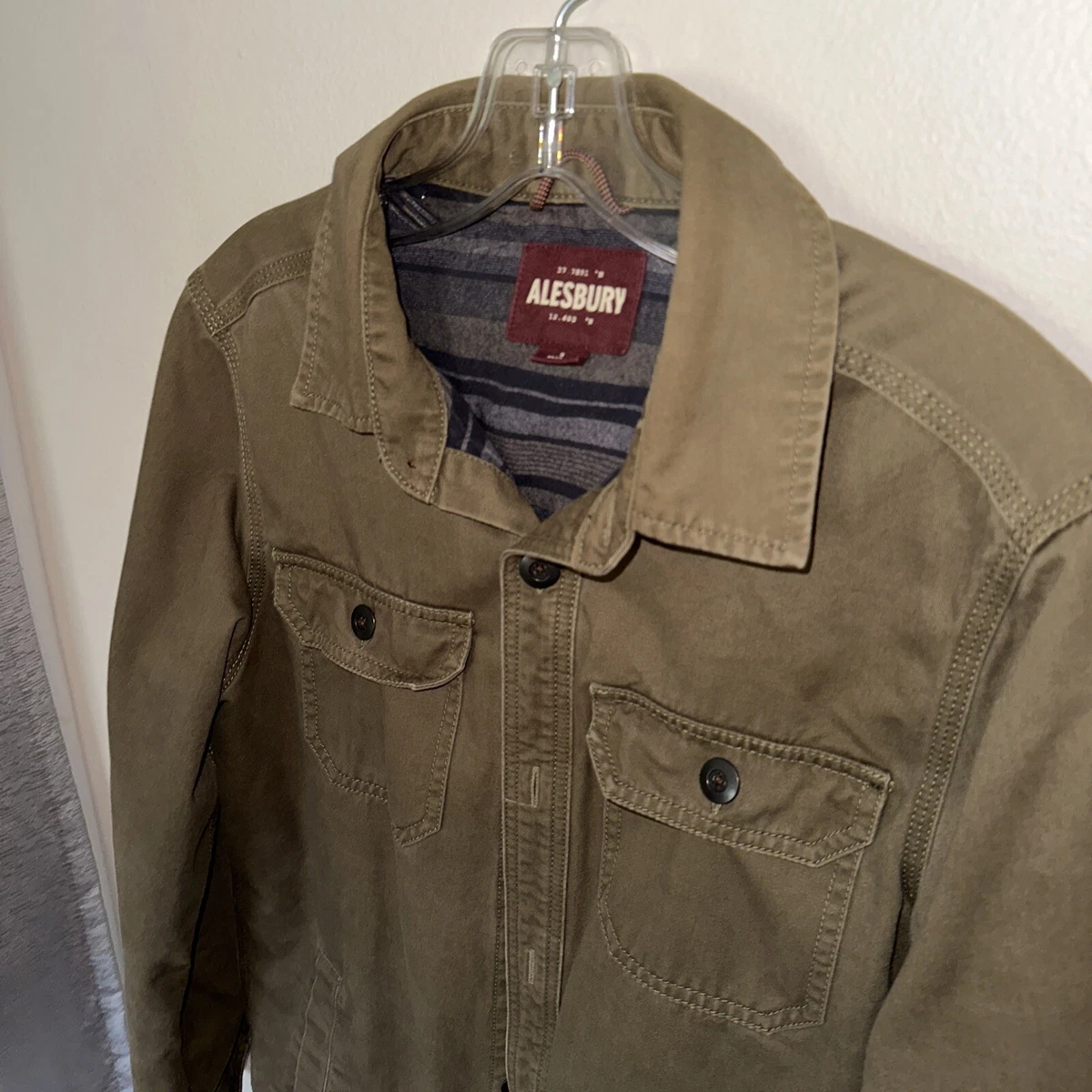 Alesbury Mens Army Green Shirt Jacket Indian Blanket Lined Small