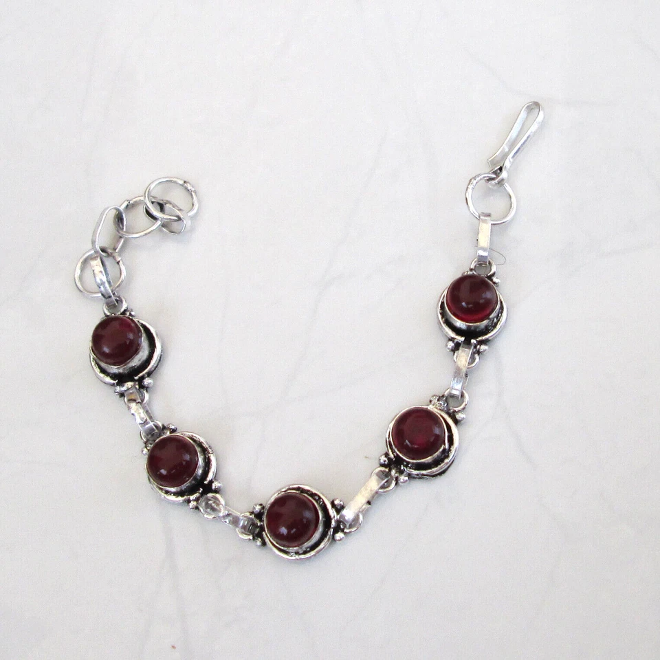 Natural Ruby jewellery handmade silver Plated adjustable bracelet jewelry gift - Image 3 of 4