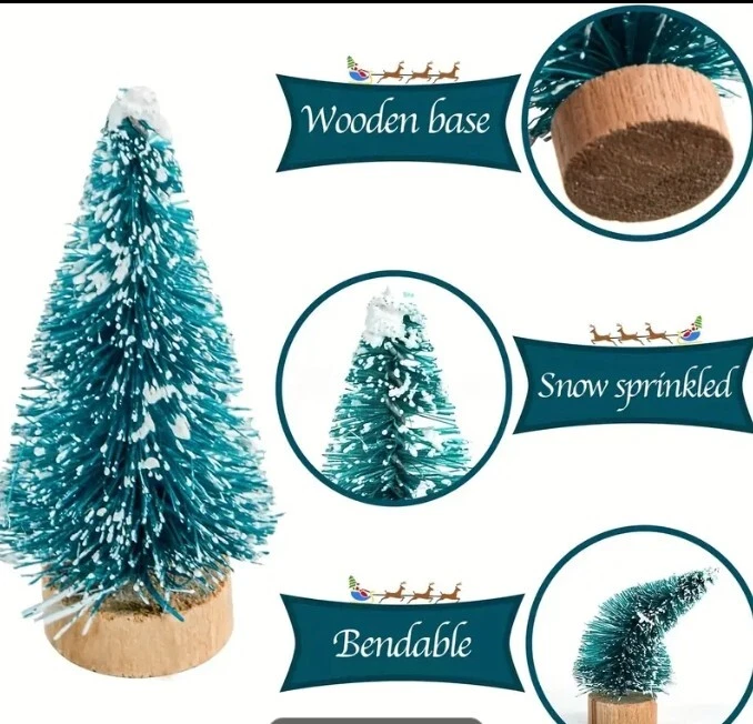 10x Miniature Christmas Tree with Wooden Base or Holly and Berries - Image 4 of 4