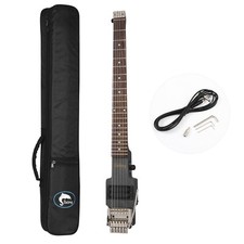 Electric Travel Headless Guitar With Tremolo Black Color Canadian Push/Pull
