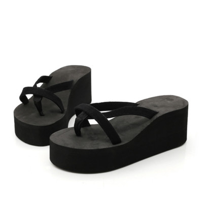 black wedge flip flop