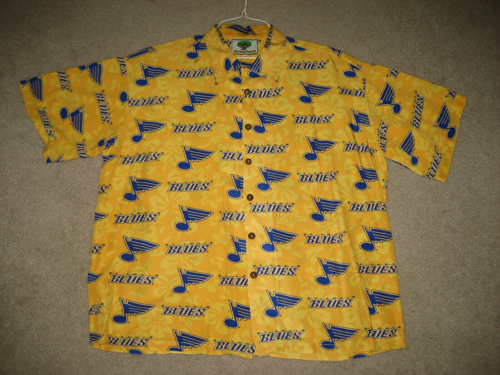 ST LOUIS BLUES Ranking integrated 1st place VINTAGE STYLE LOGO HAWAIIAN New product!! S CLASSIC SHIRT