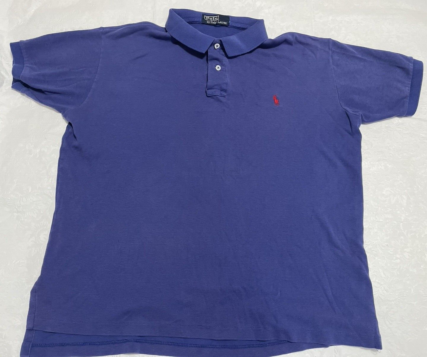 Polo Ralph Lauren viola manica corta maglia tinta unita uomo XL*? Pony rosso