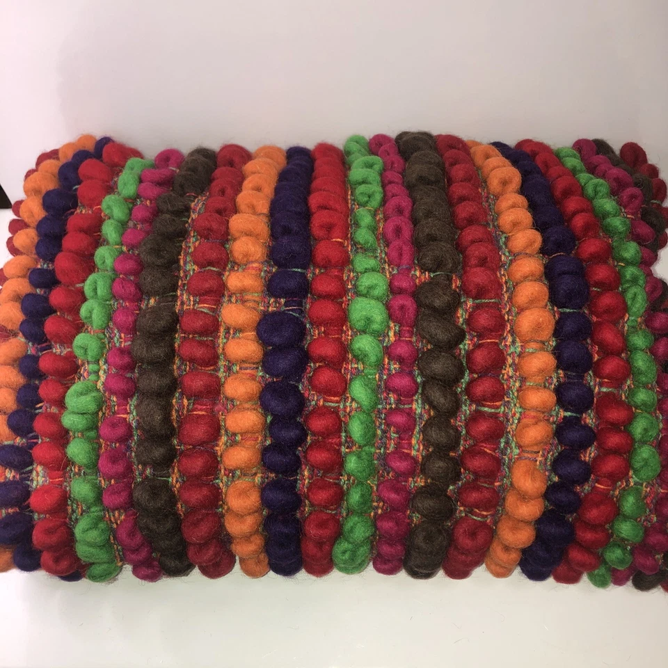 Pier One Embroidered Throw Pillow Floral Lumbar Bold Color Wool 80’s 90’s Inspo - Image 3 of 4