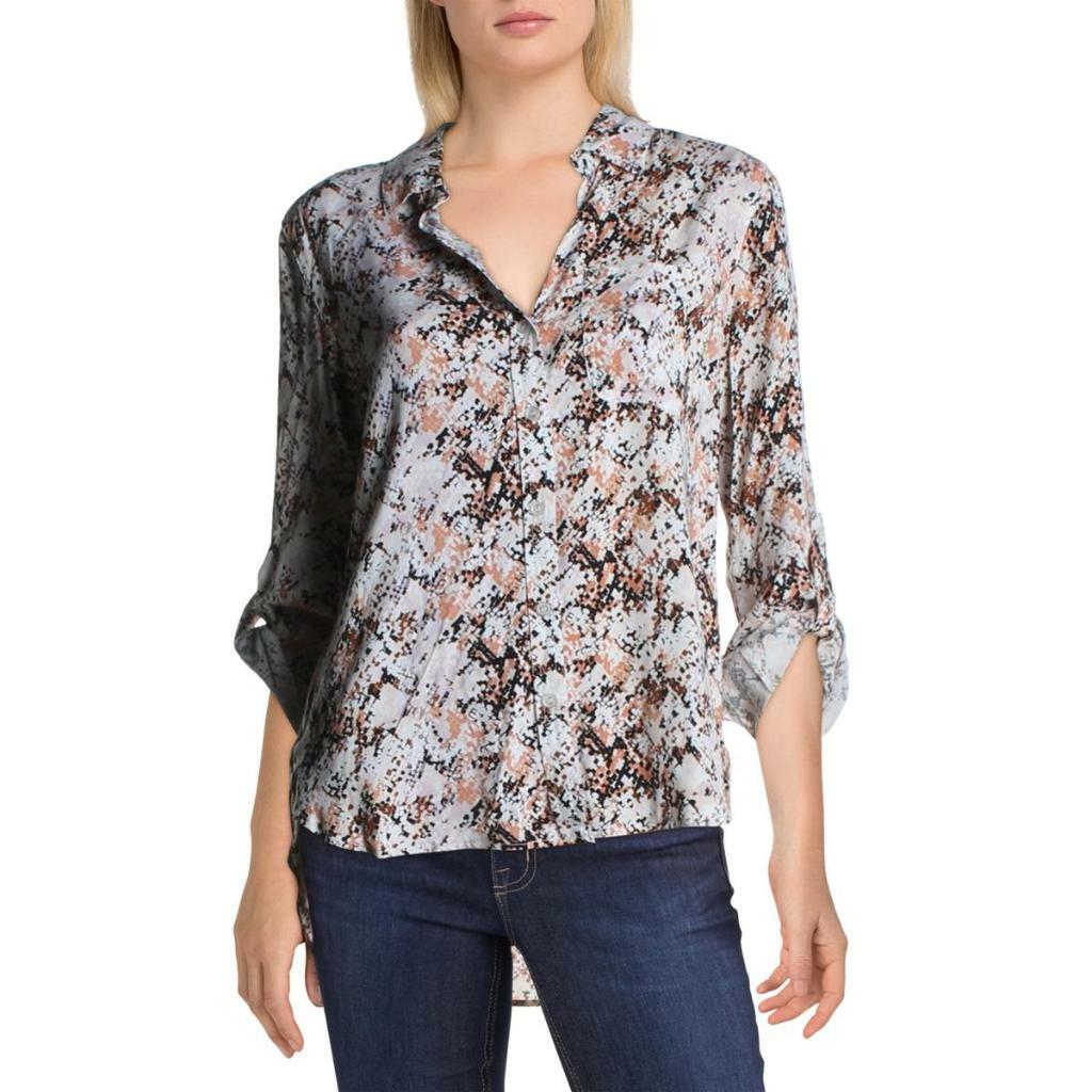 LX077/ Jak & Rae Rayon Button-Down Shirt Top Pixel Snake Sz LX077/ Jak & Rae Rayon Button-Down Shirt Top Pixel Snake Sz