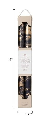 - Premium Decorative Tapers - 12" 2PK - Graphite w/Gold - 73309 - Image 3 of 3