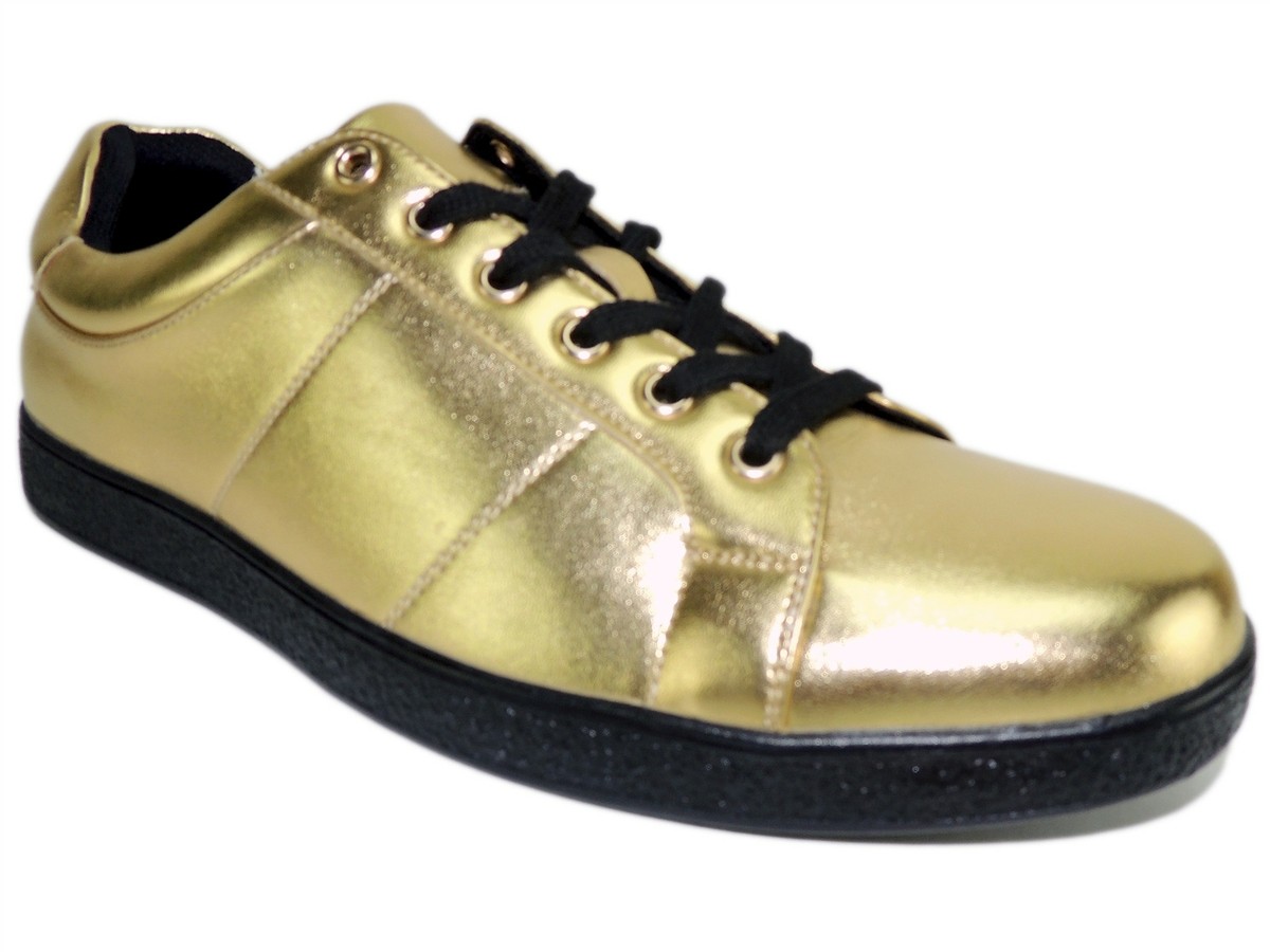 INC International Concepts Men's Orion Metallic Low-Top Sneakers Gold Size  M