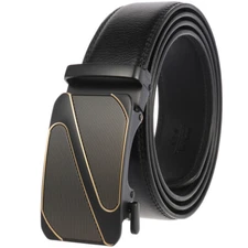 Leisure Men's Real Leather Belt Automatic Buckle Ratchet Waist Strap Gift Jeans