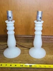 Vintage Pair MCM Milk Glass Lamps, Swirled Candlestick design, J-2151 #3 &4