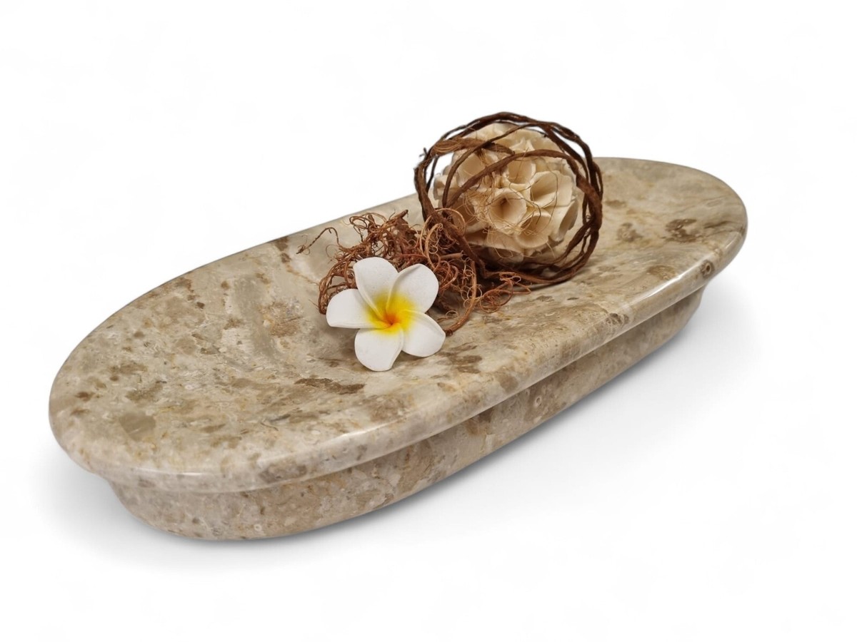 Bol Décoratif Ovale En Marbre Naturel, 31 Cm, Plateau Salle De Bain Ou étagère - Style Landhaus