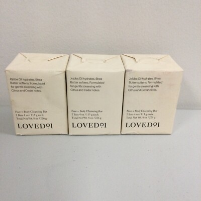 LOT OF 3 Loved01 ~ Face+Body Cleansing 2-Bar (8oz) Pkg.JOJOBA OIL HIDRATES