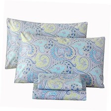 Cotton Sheets Floral Print Size Sheet Sets Flower Botanical Pattern Full Blue