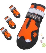 4pk Dog Boots Size 7 Anti Slip Reflective Waterproof Dog Shoes/Boots Large Open
