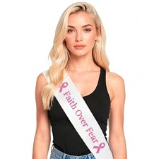 Faith Over Fear Cancer Sash &ndash; Inspirational Survivor Awareness Gift