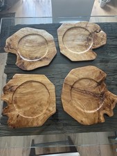 4 Pcs Olive Wood Platters Organic Modern