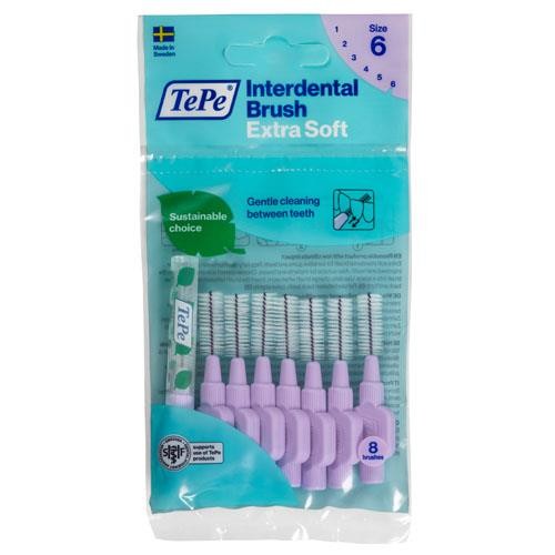 TePe Extra Soft Interdental Brushes Purple 1.1mm - 1 Pack Of 8 Brushes - Image 2