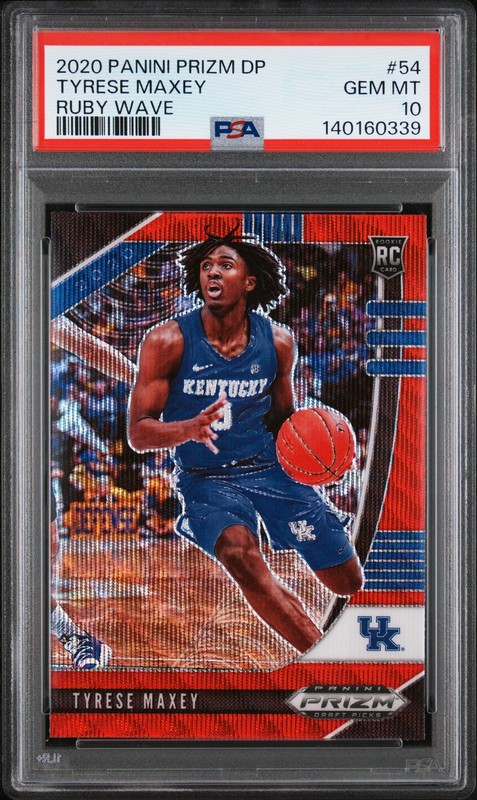 2020 PANINI PRIZM DRAFT PICKS RUBY WAVE #54 TYRESE MAXEY ROOKIE RC PSA 10