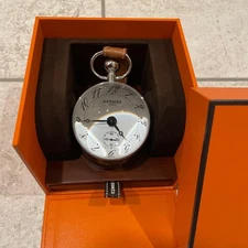 HERMES Pendulette Bougival Table Clock with Leather NEW with Box