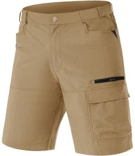 TACVASEN Men's Hiking Shorts Quick-drying Outdoor Multi Pockets Khaki 2XL