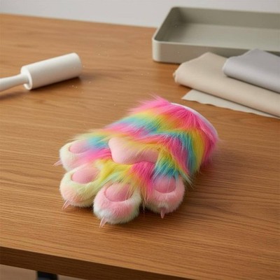 Fursuit Krallenhandschuhe Bunt Plüschkrallenhandschuhe Auffällig für Cosplayer