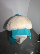 White Feather Skull Cap Half Hat Fascinator with Feathers By Parkridge 1940s