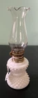 Vintage White Kerosene Oil Lamp Diamond Hobnail Milk Glass w/Globe