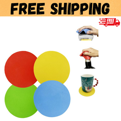 4 Pack Rubber Jar Lid Opener Gripper Pads for Weak Hands Seniors Kitchen - NEW