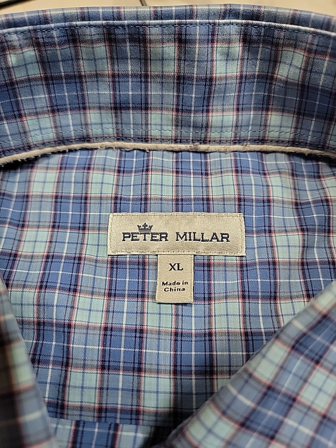 Peter Millar Performance Checkered Blue Button-Up… - image 6