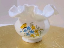 Fenton Signed Art Glass Ruffled Edge Small Vase