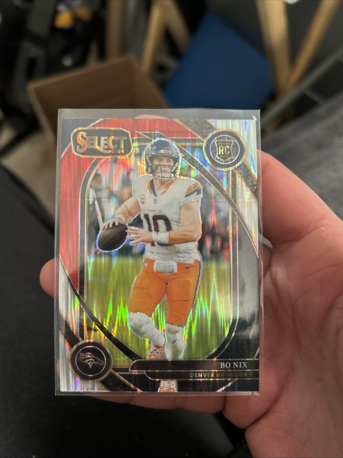 2024 Panini Select - Club Level Bo Nix #221 Black & Red Shock Prizm (RC)