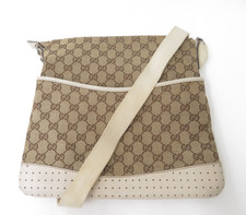 Autentica borsa messenger a tracolla Gucci GG in pelle canvas I#54820