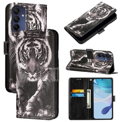 For Various Phone Cool Tiger Card Wallet Case Flip Stand Phone Cover Bag Hot Boy