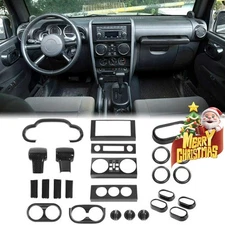 Full Set Interior Decoration Trim Kit Dashboard for Jeep Wrangler JK JKU 2007-10