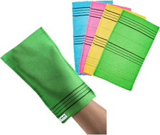 Korean Exfoliating Mitts Large 4PCS Green, Yellow, Sky Blue, Pink Exfoliatin