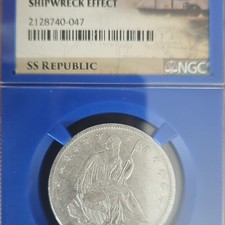 1858 O Seated Liberty Half Dollar  SS Republic Shipwreck Effect NGC