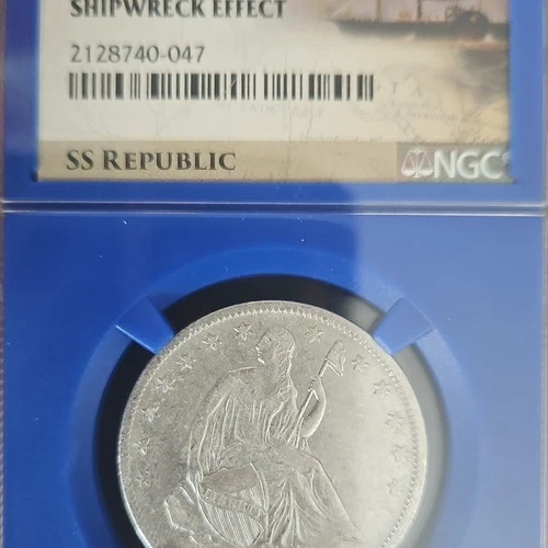 1858 O Seated Liberty Half Dollar  SS Republic Shipwreck Effect NGC