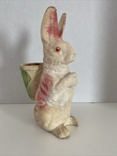 Vintage 11 Paper Mache Easter Rabbit Bunny & Basket Candy Container