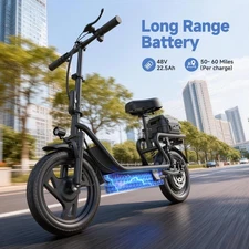 AOVOPRO Electric Scooter with Seat for Adults 22AH EScooter W/ Rear Box 14" Tire