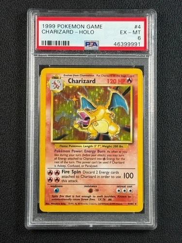 CHARIZARD HOLO PSA 6 1999 POKEMON BASE SET HOLO ENGLISH #4/102 #4 RARE 9991