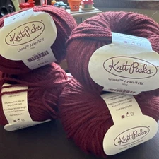 Knit Picks Gloss Aran/HW Wine color 4 Skeins