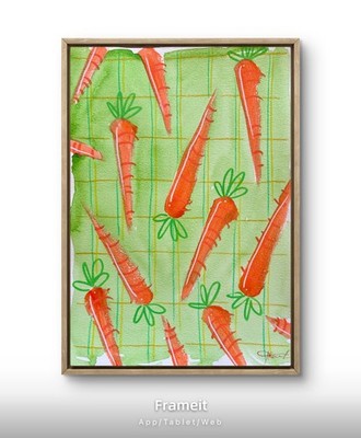 Original Easter Carrots 1 Painting By Alannah Dyer- Acrylic 9x12 in. Rabbit Eggs
