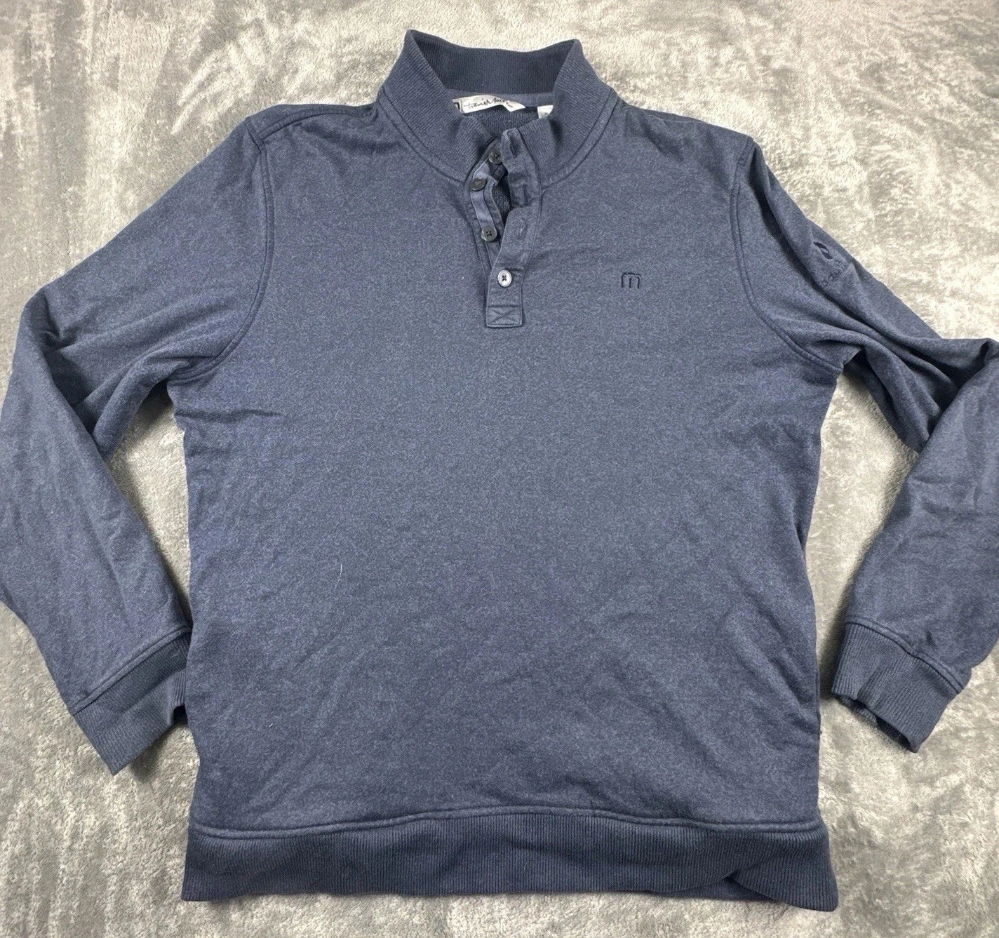 Travis Mathew Sweater Mens XL Blue Mock Neck Pullover Performance Golf