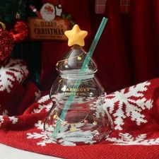 New Starbucks Christmas Styles Gingerbread Man Christmas Tree Glass Straw Mug