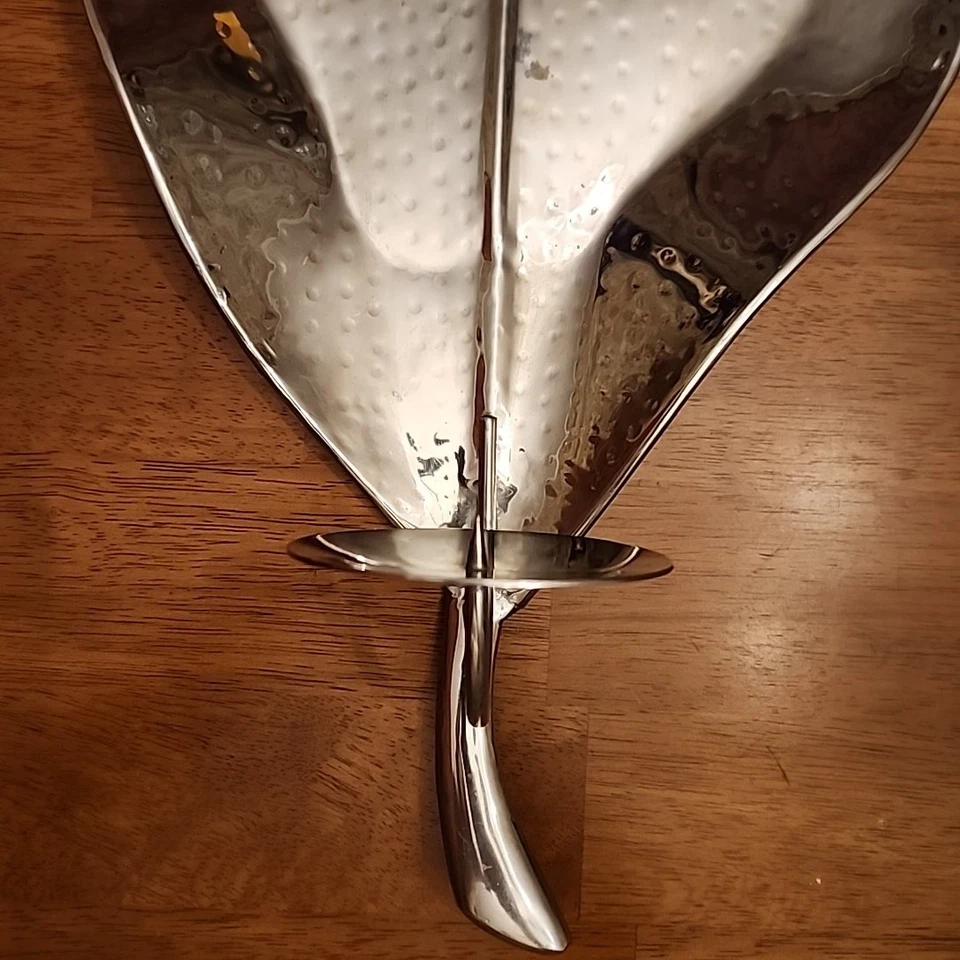 23 in. Aplique de pared de una sola vela de metal de acero inoxidable plateado Foto 2 de 4