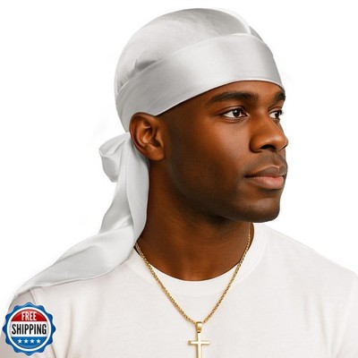 YFONG 100% 22 Momme Mulberry Silk Durags for Men Women, Extra Long Strap Silk