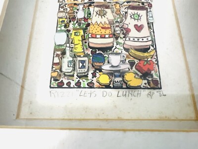 James Rizzi Lets Do Lunch Framed 3D Construction 1986 Signed