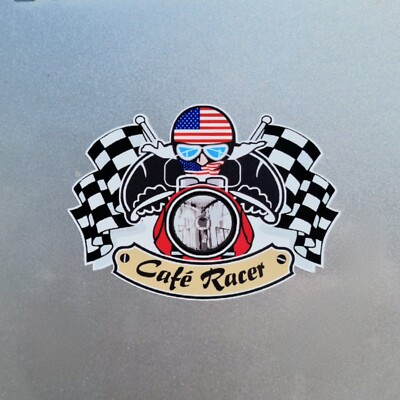 Cafe Racer USA America American Flag Biker Vinyl Sticker For Car Van ...