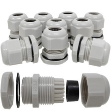10 x PG21 Cable Gland Grey For 13mm - 18mm Cable IP68 Compression Waterproof
