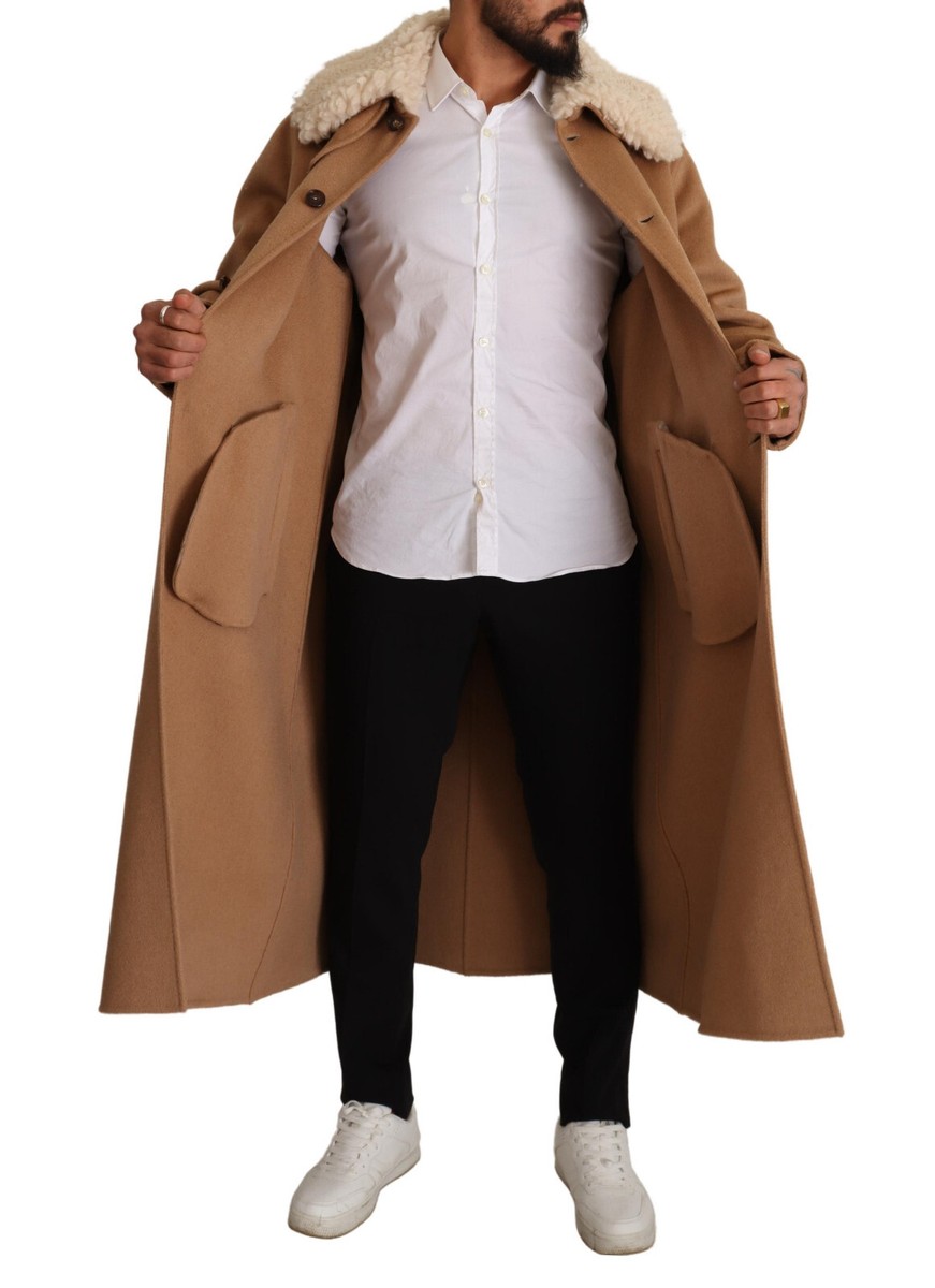 【VIP価格】DOLCE & GABBANA Beige Cashmere Overcoat Long double-breasted wool and cashmere coat in Beige for