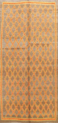 Vintage Trellis Authentic Moroccan Berber Vegetable Dye Handmade Area Rug 6x11